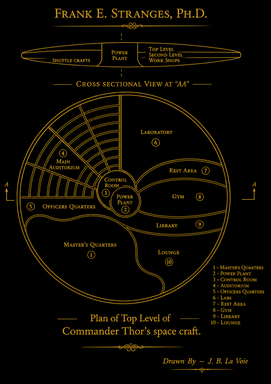 Plan of the top level of Commander Thor’s spacecraft.
